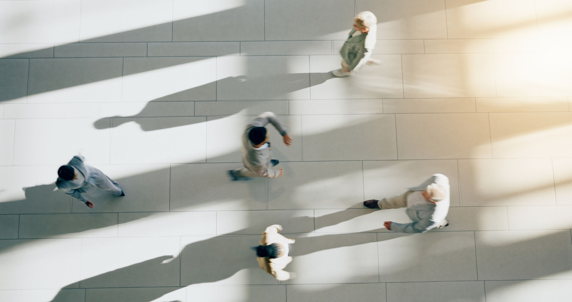 People walking in a hallway