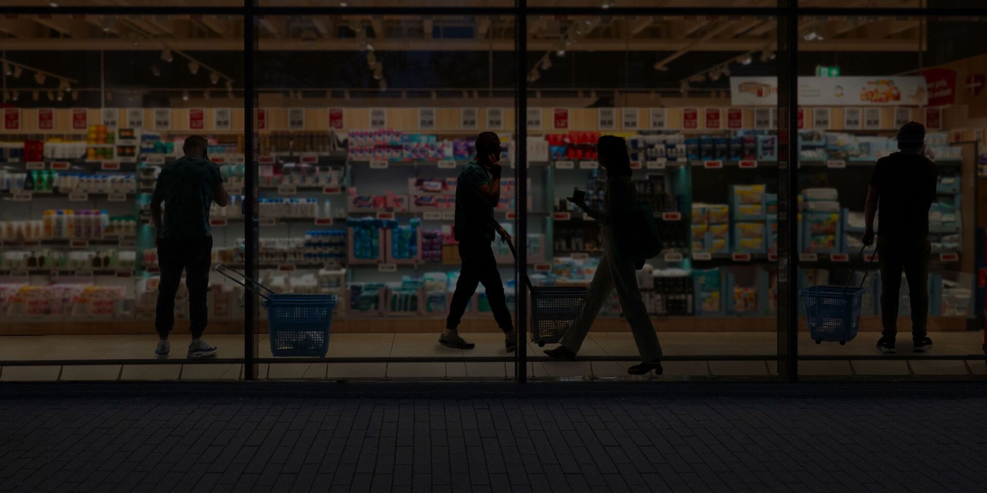 Convenience store at night from outside