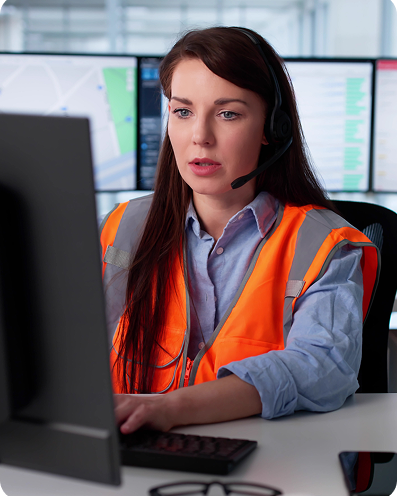 Woman working at a computer