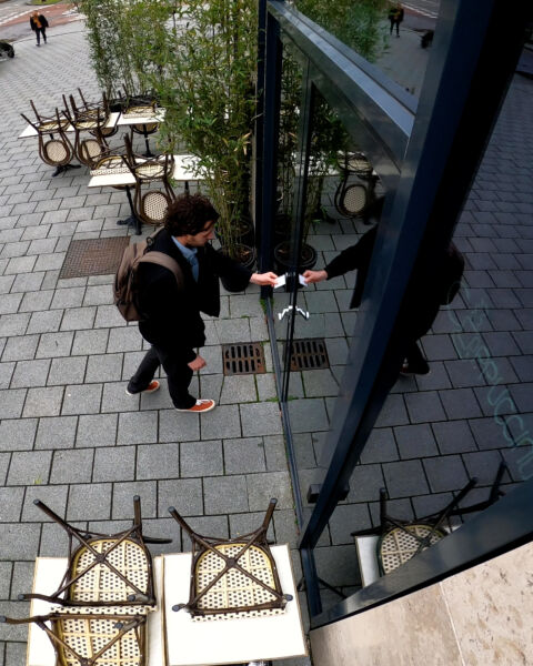 Employees opening business, entering with access control
View from camera
Video Still