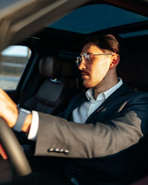 man driving with alarm.com connected car