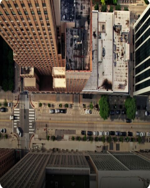 Downtown aerial street view