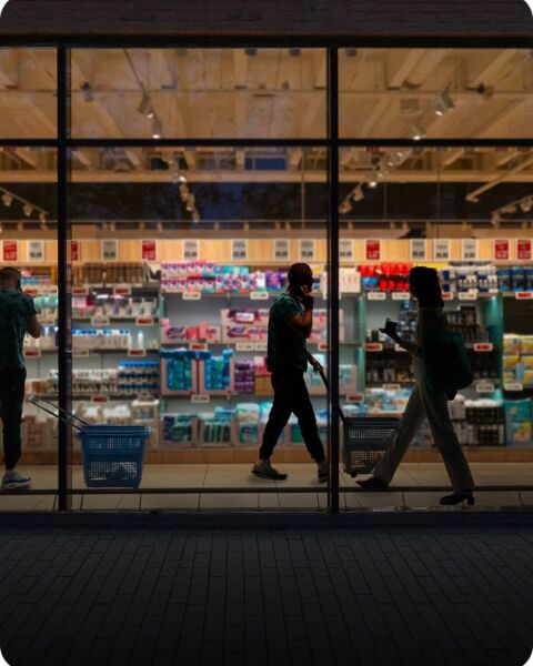 Retail storefront night