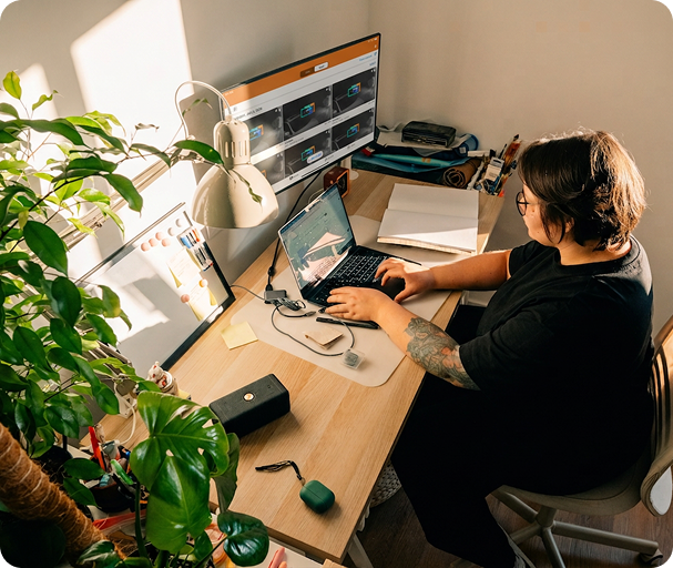 Person using a laptop