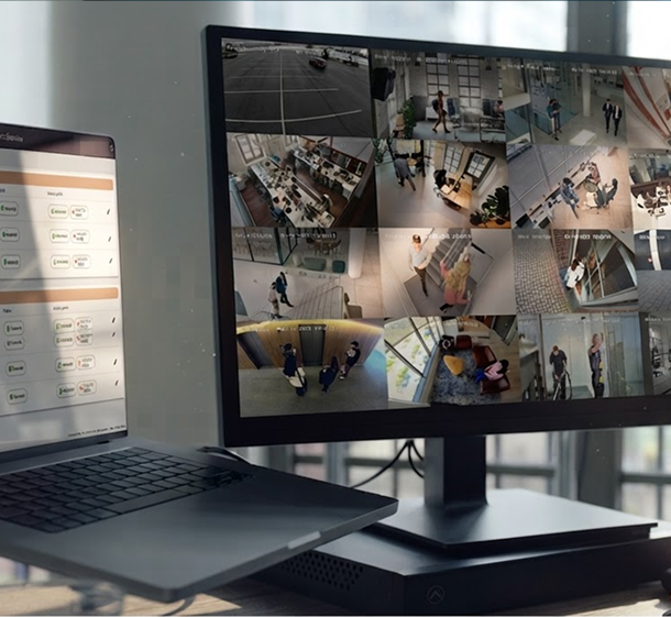 computer screen with camera footage being shown on it