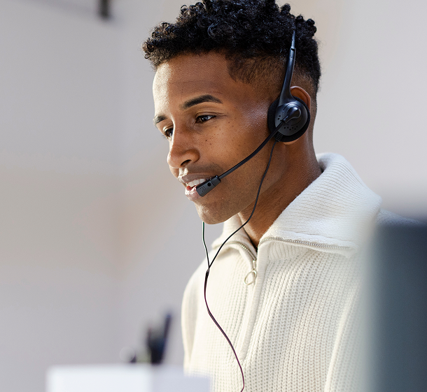 Man with headset talking