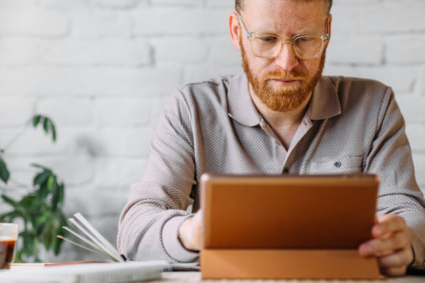 Man working on a laptop